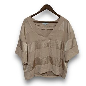 Saunders Collective Women's Maddison Top Beige Striped Size 10